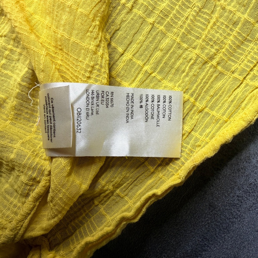 Pilcro Anthropologie Button Down Blouse Womens Large Yellow Swiss Dot Boho Top - Picture 6 of 10